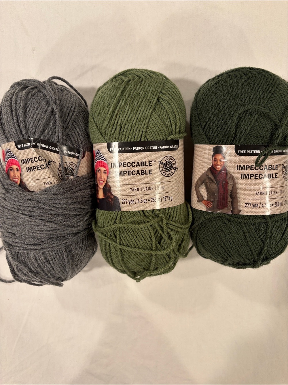 Yarn Bundle - Gray & Two Greens